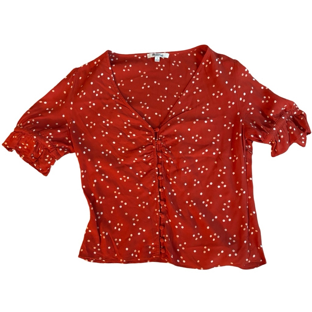 Madewell Burnt Orange Polka Dot Women's Top